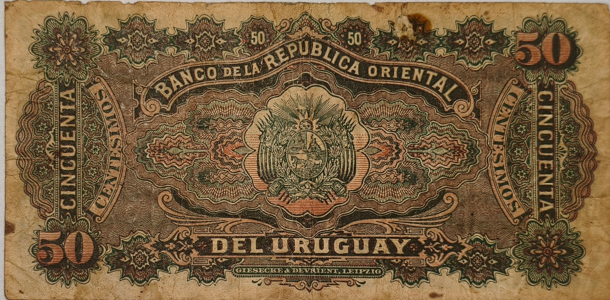 Uruguay - 1896 - 50 Centésimos - Banco de La Republica Oriental del Uruguay