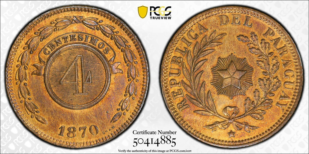 Paraguay - 1870 - 4 Centésimos - Certificada