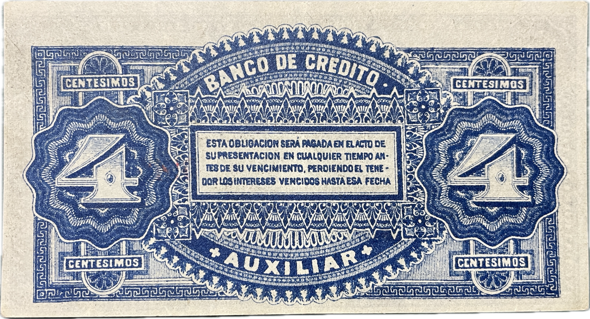 Uruguay - 1887 - 4 Centésimos - Banco de Crédito Auxiliar