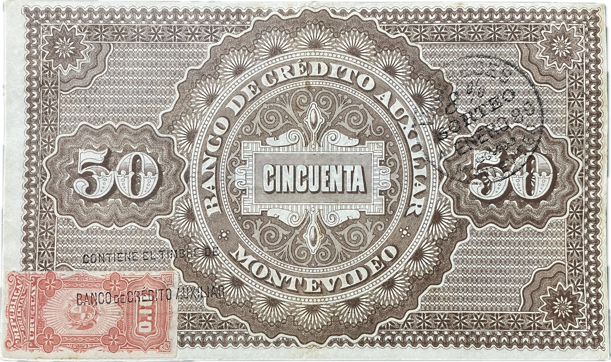Uruguay - 1887 - 50 Pesos, Banco de Crédito Auxiliar
