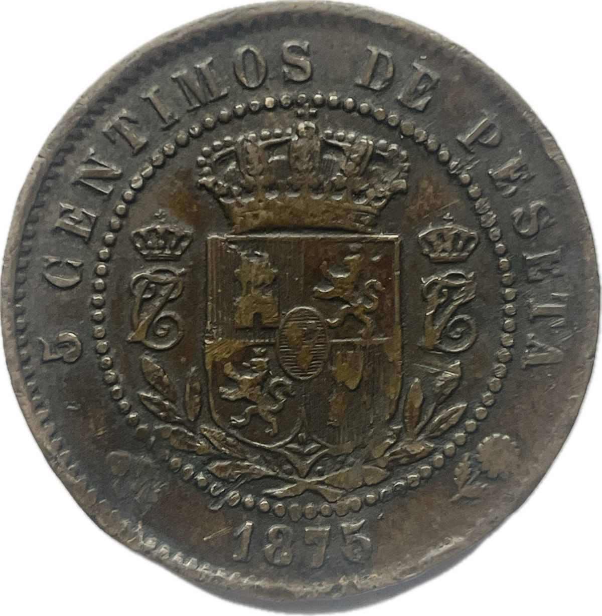 España - 1875 -Carlos VII- 5 céntimos de peseta