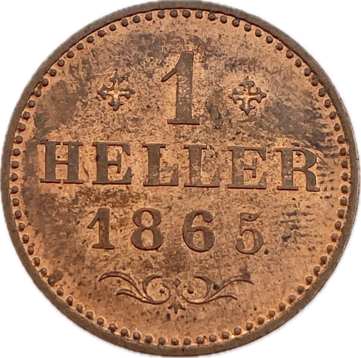 Alemania - 1865 - Frankfurt - 1 Heller - Sin Circular