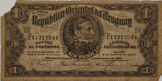 Uruguay - 1914 - 1 Peso - 4.III.9 - Banco de La Republica Oriental del Uruguay