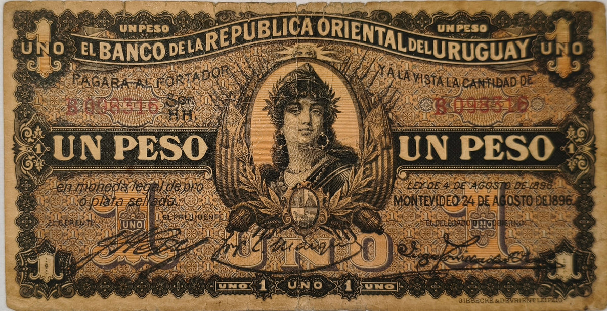 Uruguay - 1896 - 1 Peso - 2.III.11 - Banco de La Republica Oriental del Uruguay