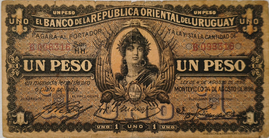 Uruguay - 1896 - 1 Peso - 2.III.11 - Banco de La Republica Oriental del Uruguay