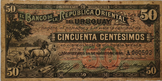 Uruguay - 1896 - 50 Centésimos - Banco de La Republica Oriental del Uruguay