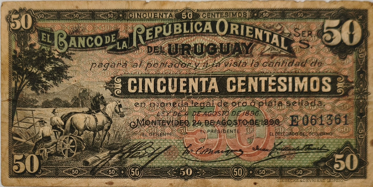 Uruguay - 1896 - 50 Centésimos - Banco de La Republica Oriental del Uruguay