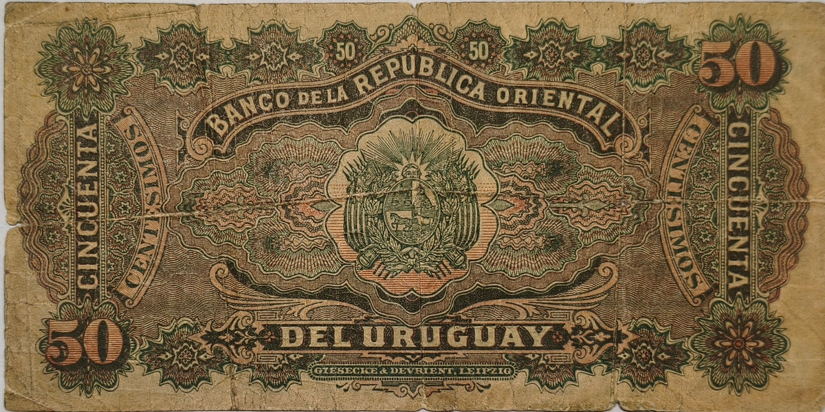 Uruguay - 1896 - 50 Centésimos - Banco de La Republica Oriental del Uruguay