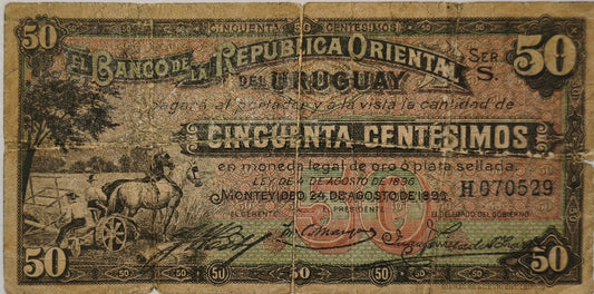 Uruguay - 1896 - 50 Centésimos - Banco de La Republica Oriental del Uruguay