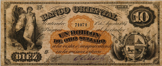 Uruguay - 1867 - 10 Pesos - Serie C - Banco Oriental