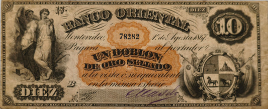 Uruguay - 1867 - 10 Pesos - Serie B - Banco Oriental