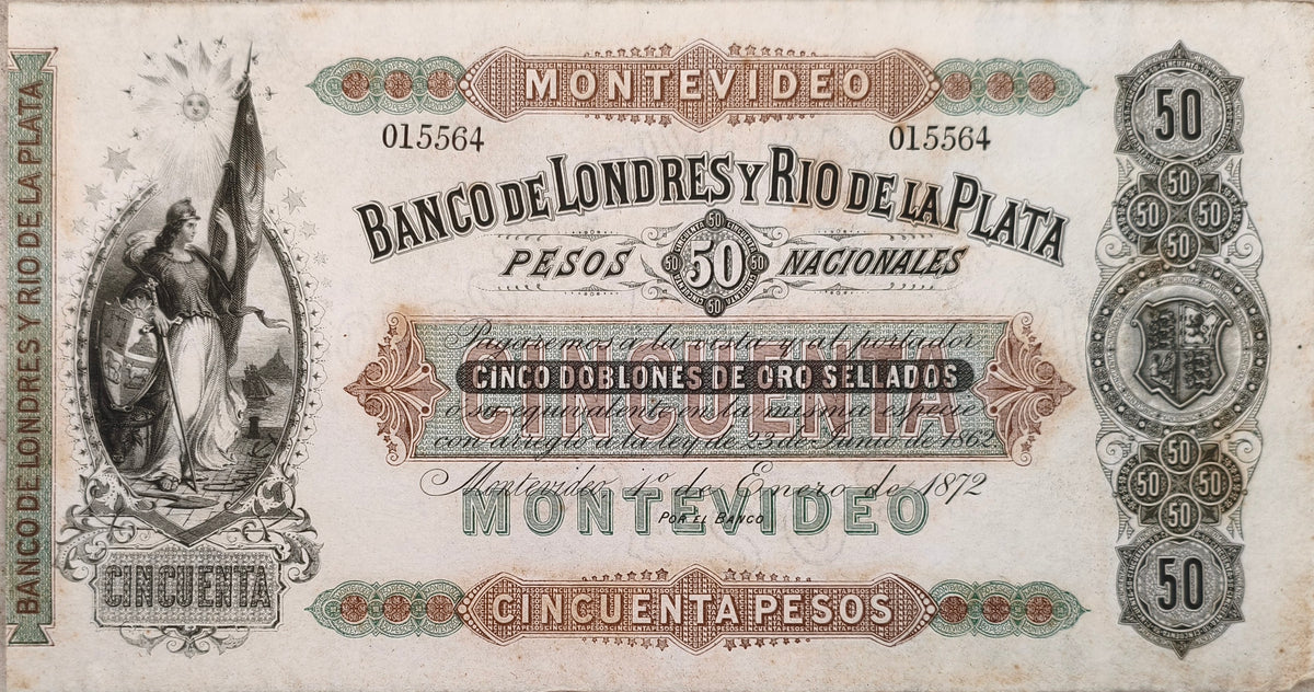 Uruguay - 1872 - 50 Pesos - Banco de Londres y Rio de la Plata