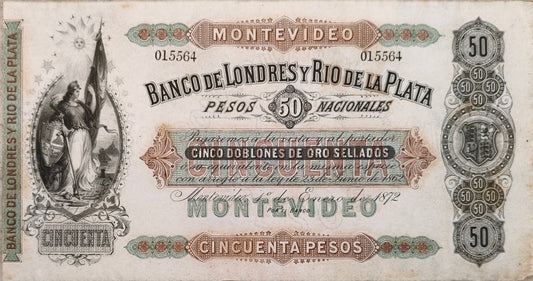 Uruguay - 1872 - 50 Pesos - Banco de Londres y Rio de la Plata
