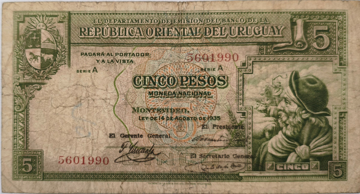 Uruguay - 1935 - 5 Pesos - 9.IV.8