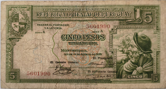 Uruguay - 1935 - 5 Pesos - 9.IV.8