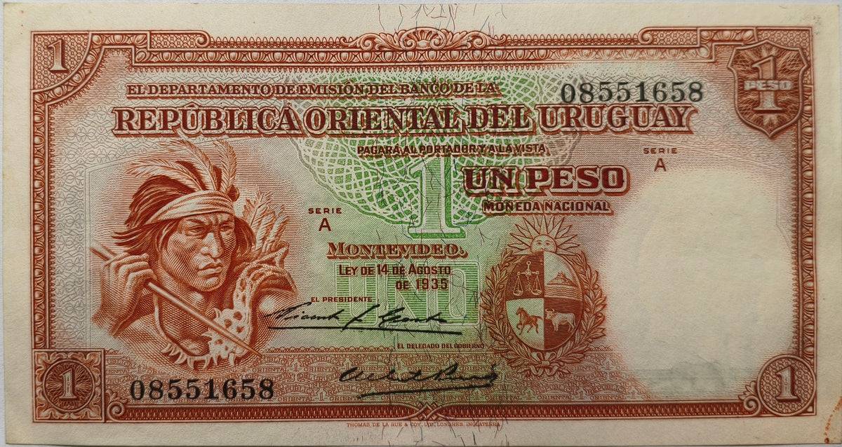 Uruguay - 1935 - 1 Peso - 9.III.6 - Sin Circular