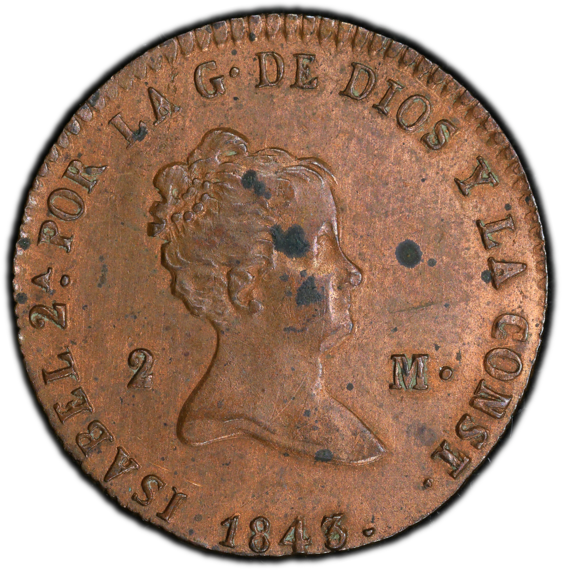 España - 1843 - 2 Maravedis  - Certificada