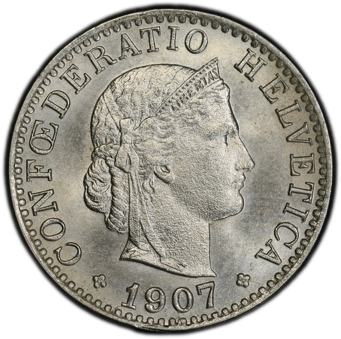 Suiza - 1907 - 20 Rappen - Certificada