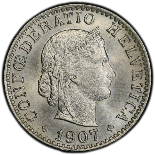 Suiza - 1907 - 20 Rappen - Certificada