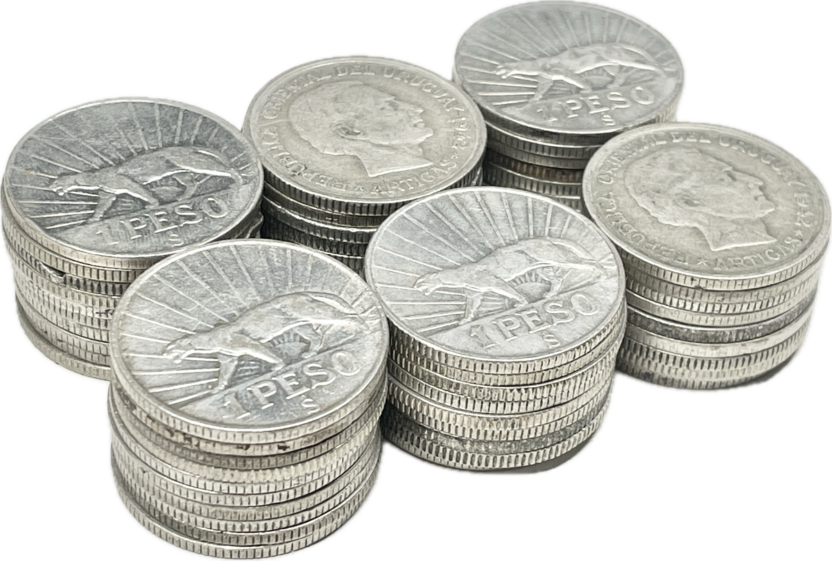 ½ Kilo de Monedas de Plata - Uruguay - 1942 - 1 Peso