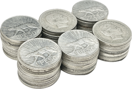 ½ Kilo de Monedas de Plata - Uruguay - 1942 - 1 Peso
