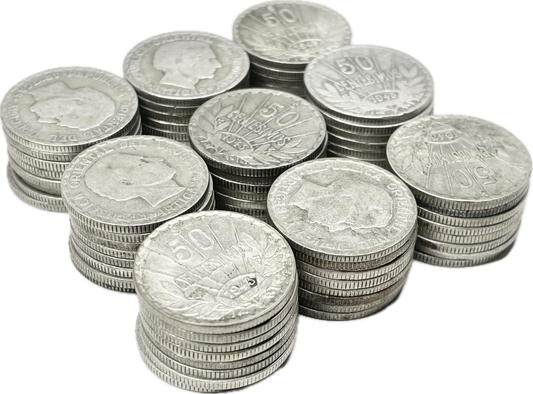 ½ Kilo de monedas de Plata - Uruguay - 1943 - 50 Cent