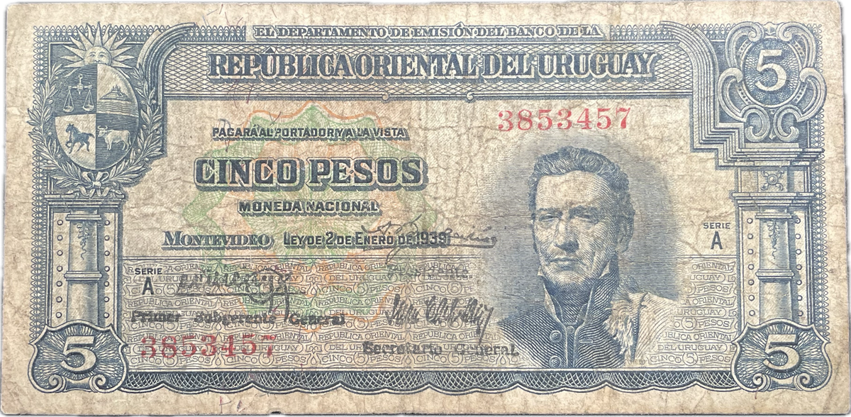 Uruguay - 1939 - 5 Pesos - 10.IV.14