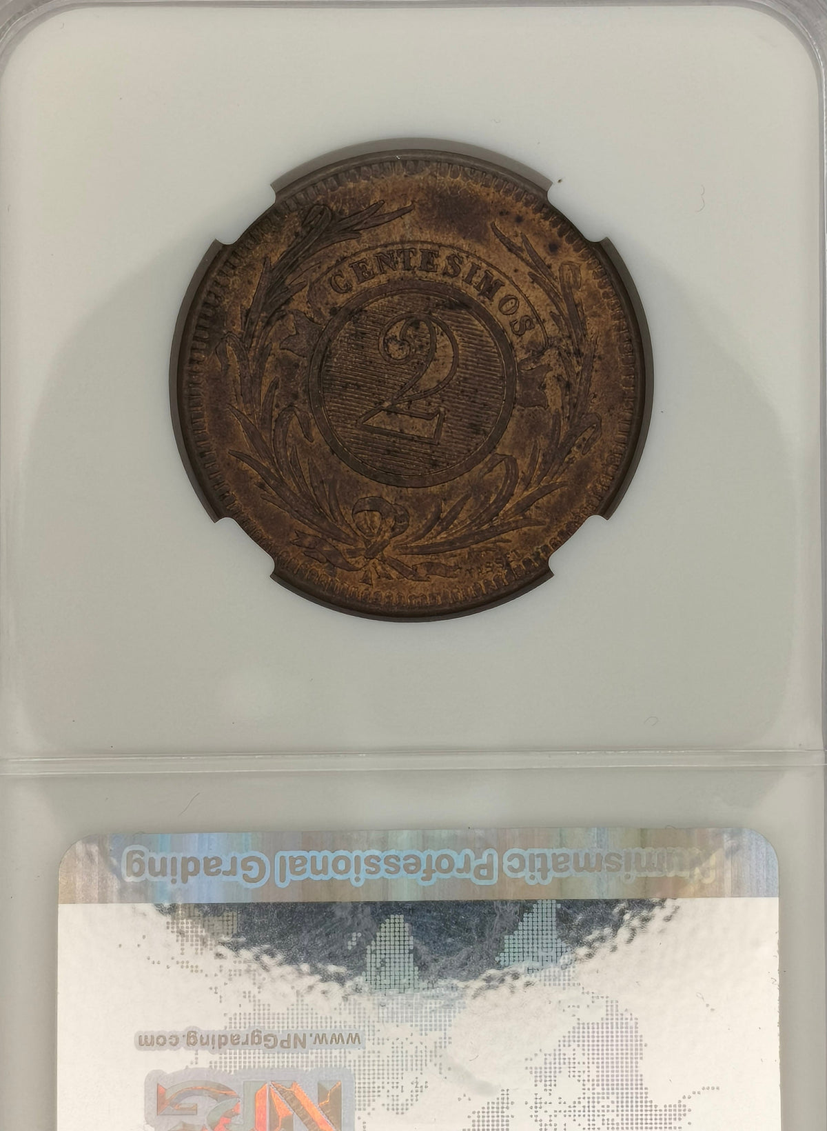 Uruguay - 1869 A - 2 Centésimos - Certificada NPG MS 62