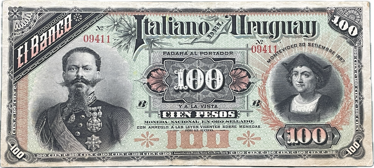 Uruguay - 1887 - 100 Pesos - Banco Italiano del Uruguay