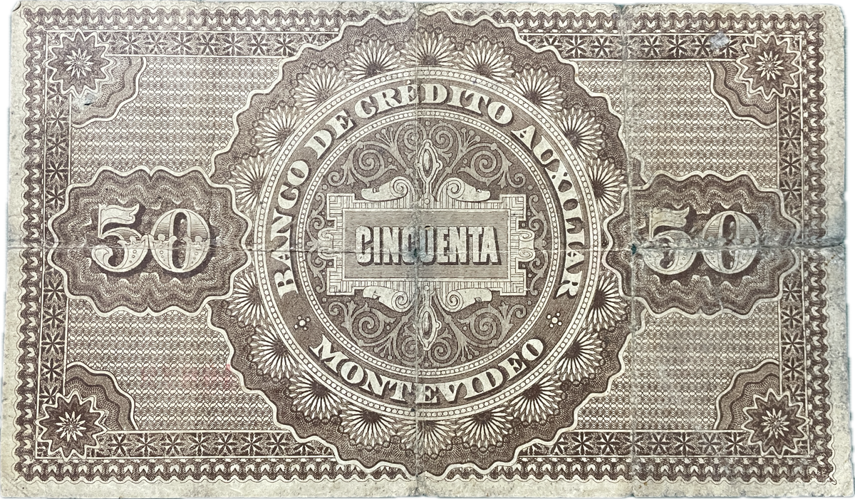 Uruguay - 1887 - 50 Pesos, Banco de Crédito Auxiliar