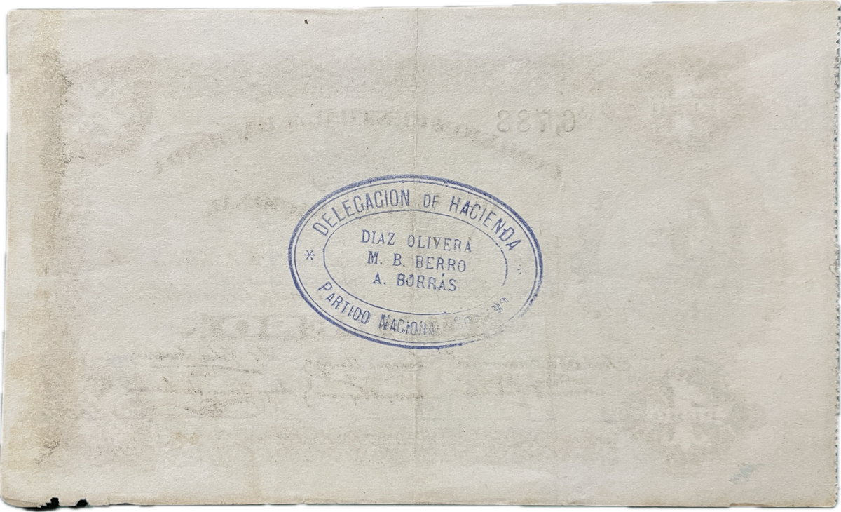 Uruguay - 1907 - 1 Peso, Comisión Central de Hacienda del Partido Nacional