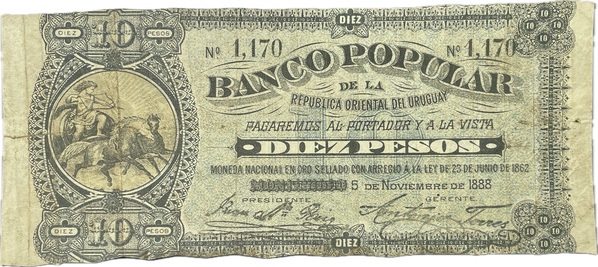 Uruguay - 1888 - 10 Pesos - Banco Popular