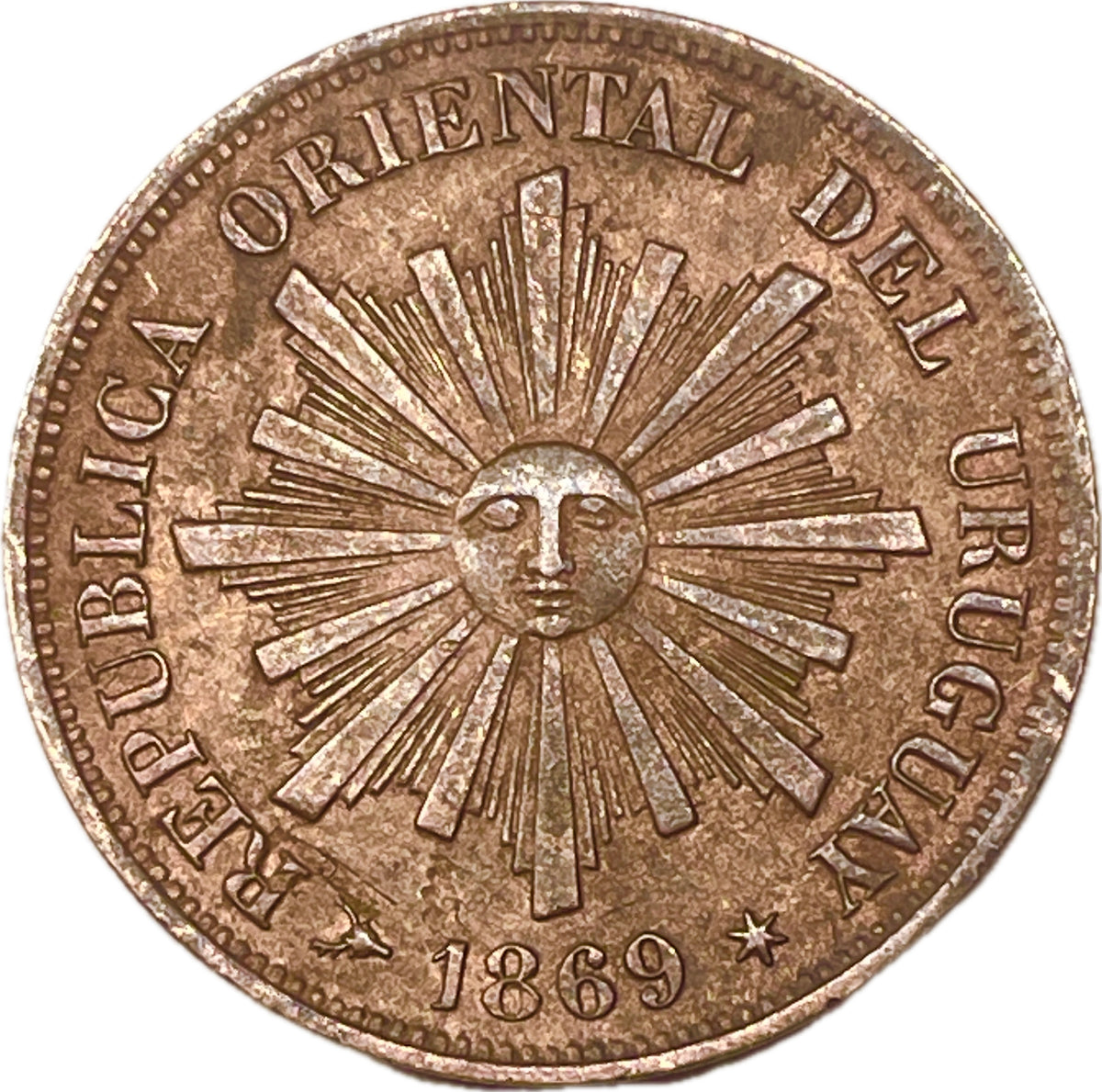 Uruguay - 1869 - 1 Centésimo H - Sin Circular - Certificada NPG MS 63