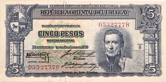 Uruguay - 1939 - 5 Pesos - Banco de la República Oriental del Uruguay - 10.IV.22