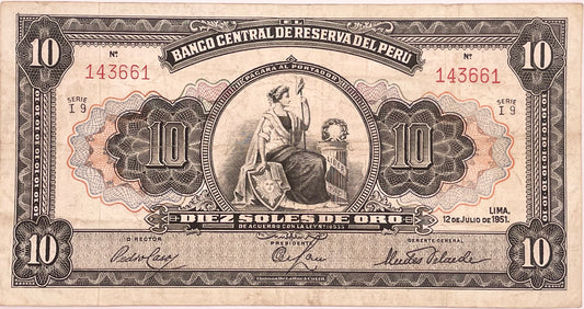 Perú - 1951 - 10 Soles de Oro - Sin Circular