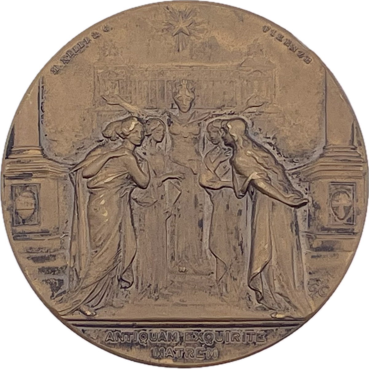 Italia - 1908 - Medalla Instituto colonial, 1er Congreso del Italiano en el Exterior