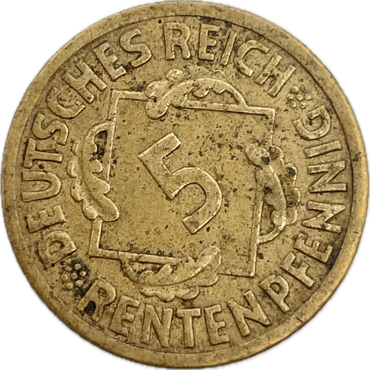 Alemania - 1924 J - 5 Pfennig - con giro