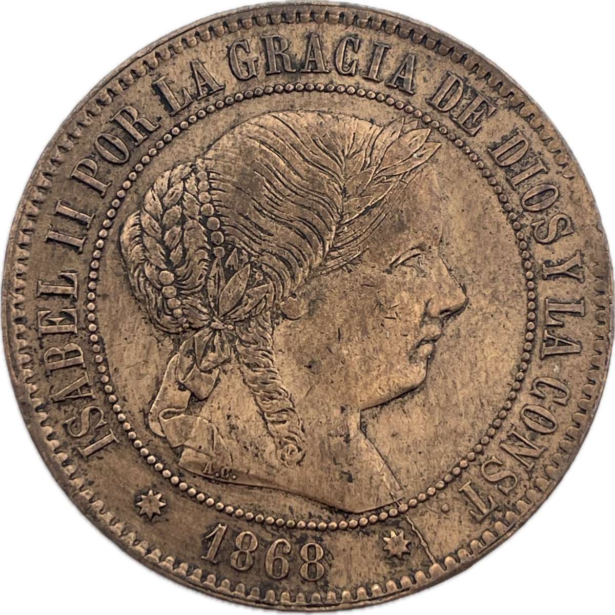 España - 1868 - estrella de 8 puntas - 5 Centimos de Escudo