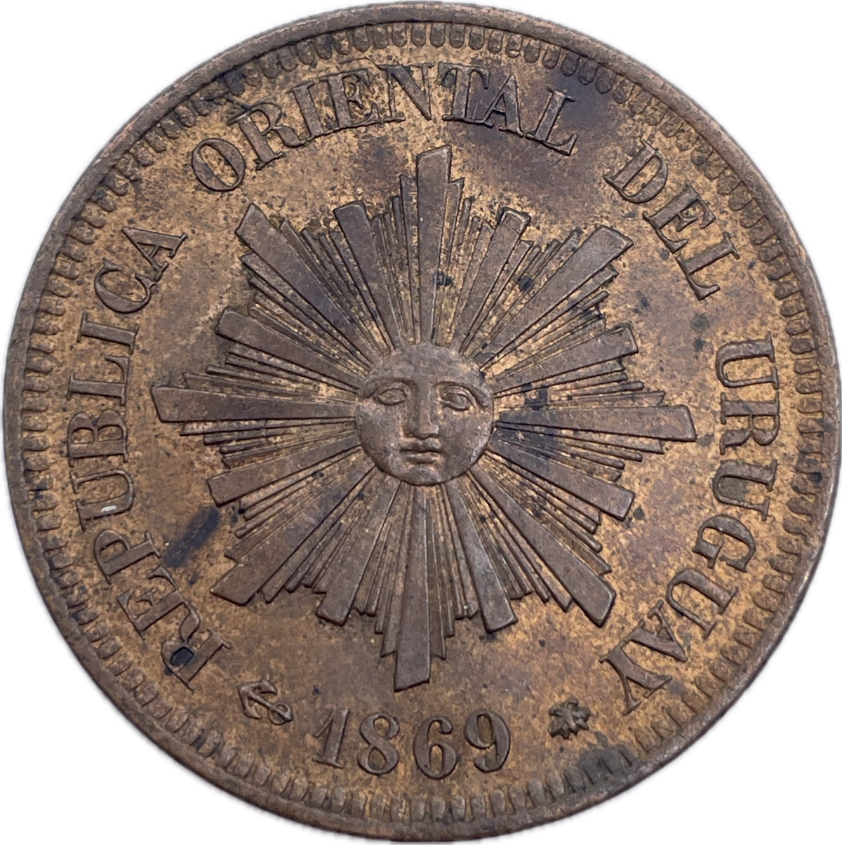 Uruguay - 1869 A - 2 Centésimos - Certificada NPG MS 62