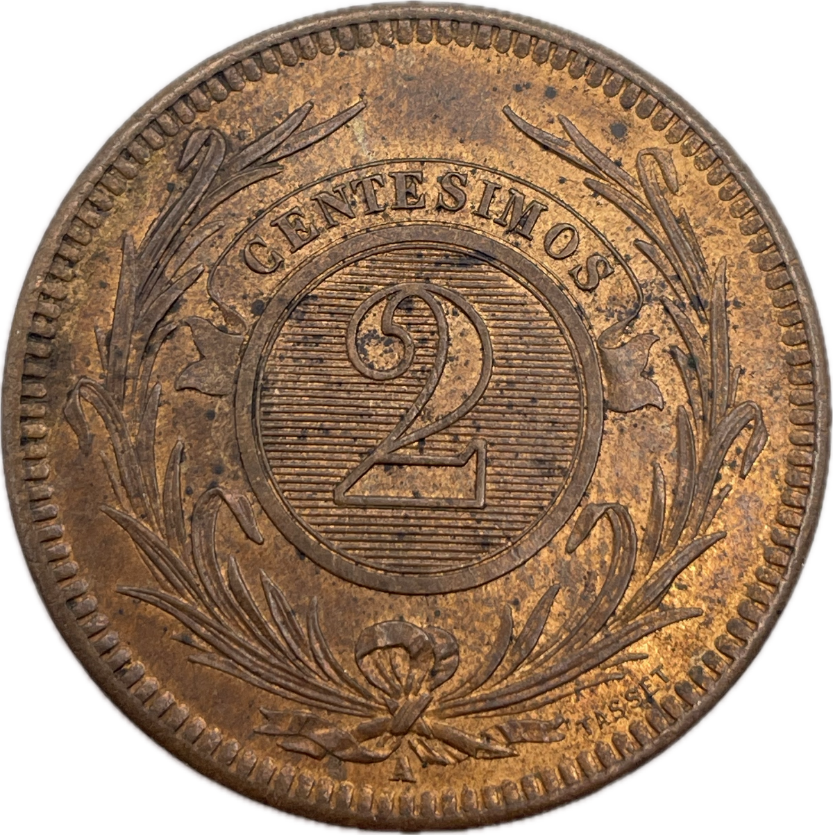 Uruguay - 1869 A - 2 Centésimos - Certificada NPG MS 62