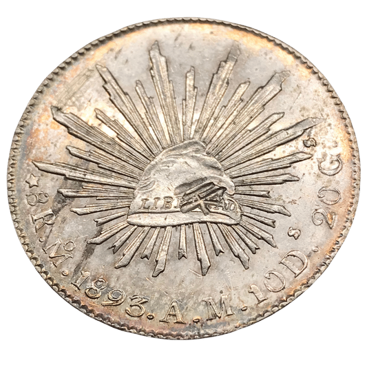 México - 1893 - 8 Reales Con Resello Chino